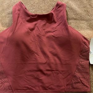 Athleta Conscious Lace Crop D-DD Half Top Sport Workout Bra Pink/Mauve